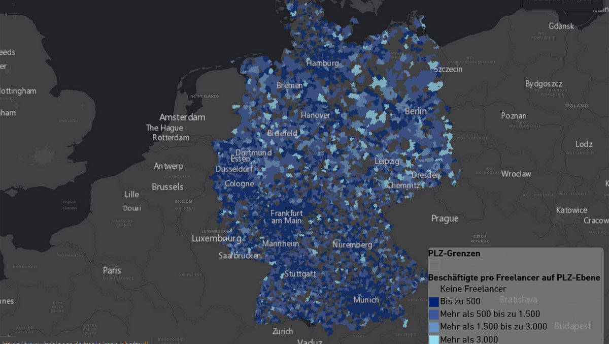 München, Frankfurt und Köln sind große Freelancer-Städte.