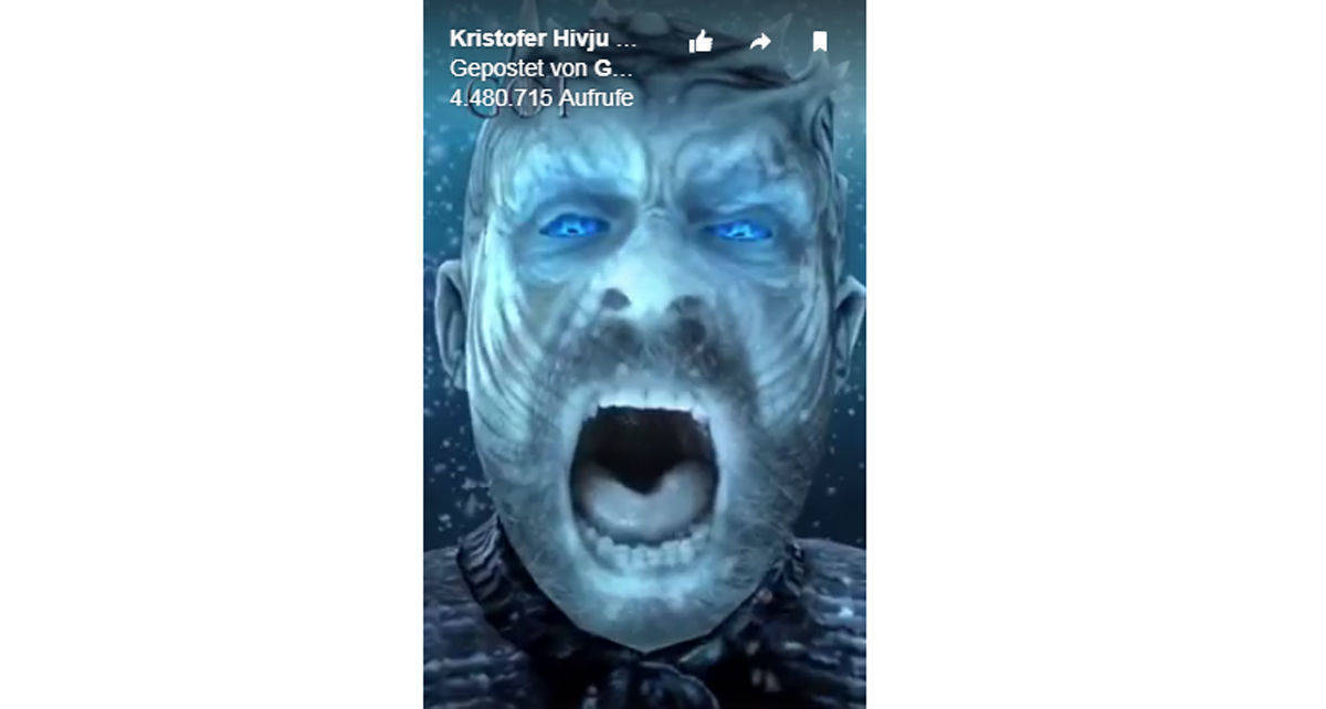 "Tormund" Kristofer Hivju aus der HBO-Serie "Game of Thrones" posiert in ungewohnter Rolle: als Night King.
