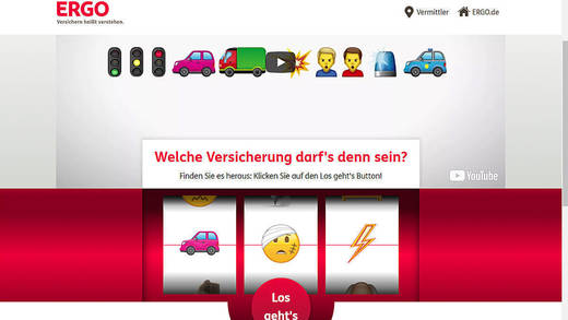 So sieht die Landingpage der Ergo-Emojis-Kampagne von Jung von Matt/Saga aus.