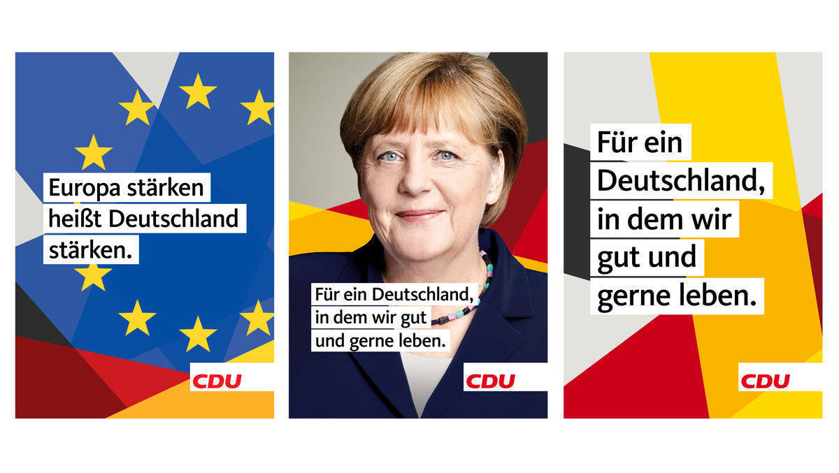 Mit diesen Plakaten wirbt Angela Merkels CDU um Stimmen bei der Bundestagswahl.