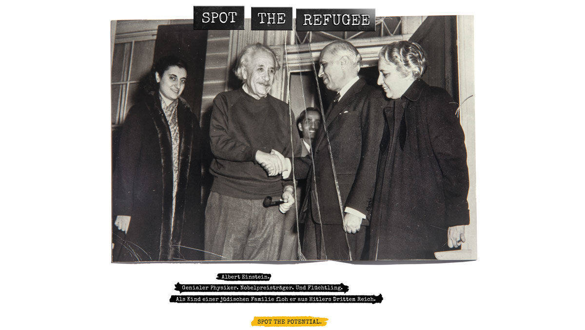 JvM/Neckar-Kampagne für Social Bee: Auch Albert Einstein war Flüchtling.