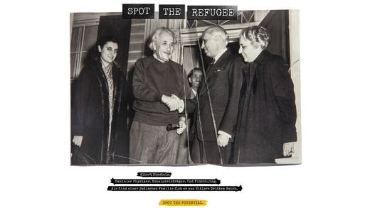JvM/Neckar-Kampagne für Social Bee: Auch Albert Einstein war Flüchtling.