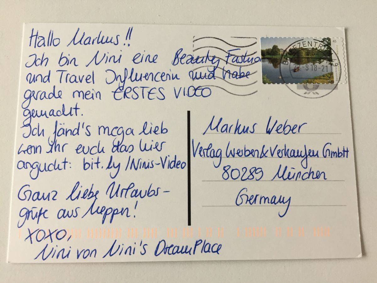 Ninis Postkarte aus Meppen.