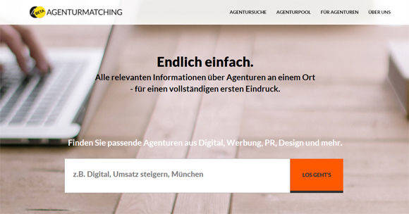 Das ist die Homepage von Agenturmatching.de