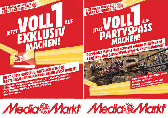 Printmotive zum Geburtstag des Media-Markt-Kundenklubs von Zum roten Hirschen.