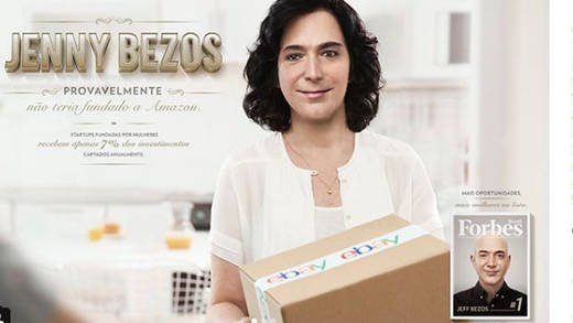 Hätten Investoren Jenny Bezos ihr Vertrauen geschenkt und Geld investiert in ihre Idee, einen Onlinebuchladen aufzumachen? Forbes Brasilien wirbt mit seinen Milliardären und einem Appell für Gleichberechtigung.