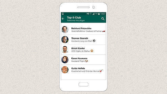 Eine Woche lang bildeten die fünf Top-Werber eine Whatsapp-Chatgruppe.
