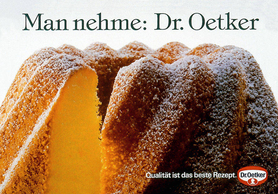 Seit 50 Jahren Kunde von BBDO: Dr. Oetker (1986). Eines der Motive, die in der Ausstellung "Werbung. Kunst der Kommunikation" in Düsseldorf gezeigt werden.