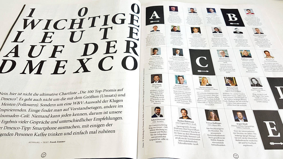 Die "100 Dmexco-Köpfe" sind auch Thema in der aktuellen Printausgabe.