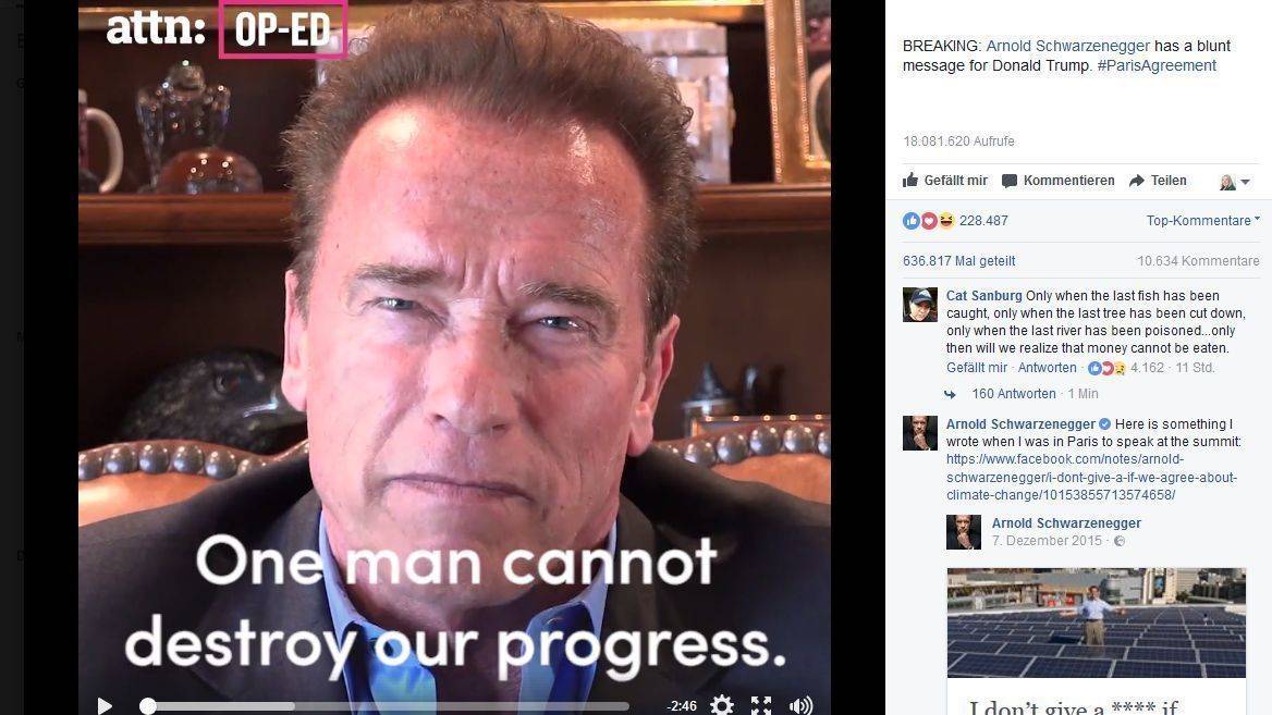 Arnold Schwarzenegger redet Donald Trumps ins Gewissen. 