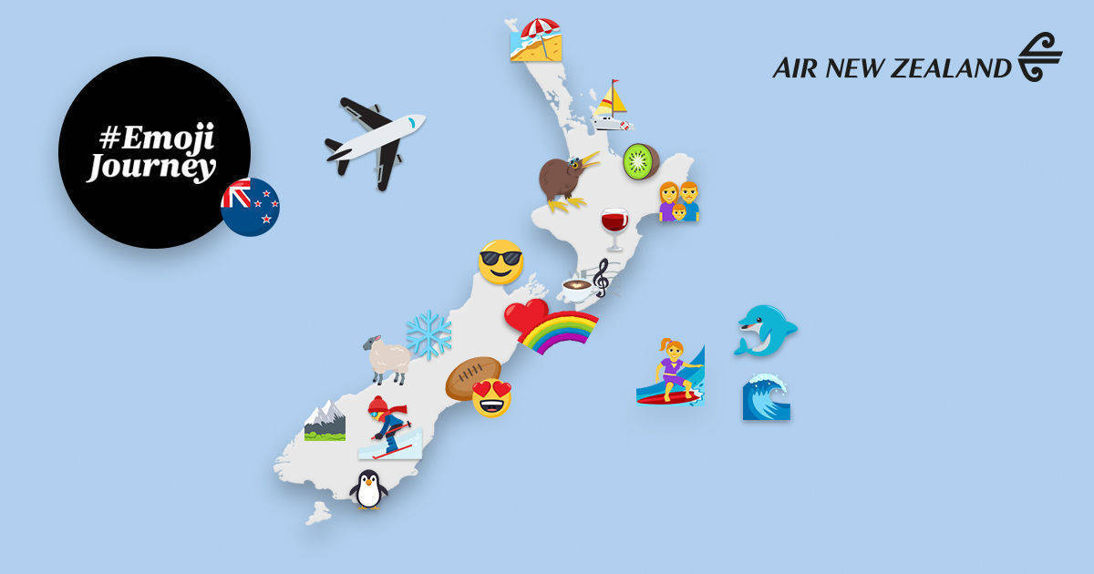 So könnte sie aussehen, die Emoji-Reiseplanung mit Air New Zealand.