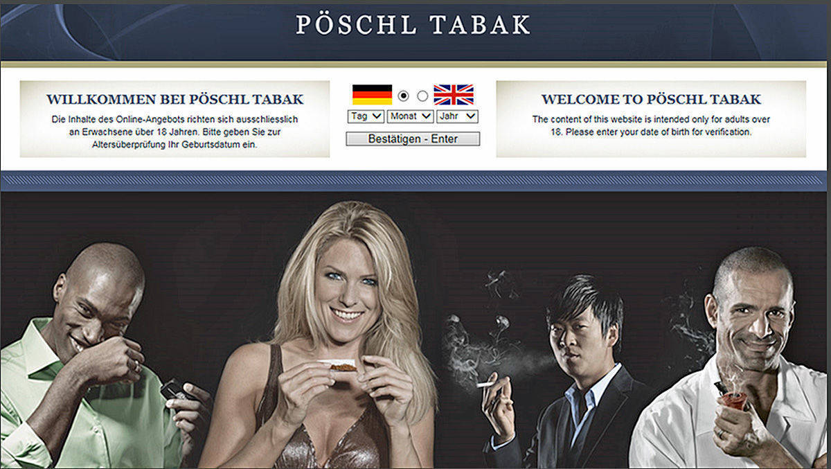 Dieses Foto auf der Internetseite des Tabakherstellers Pöschl stuft der BGH als unzulässige Tabakwerbung ein.