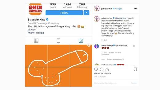 Food Porn mal anders: Der Penis auf der Burger-King-Seite.