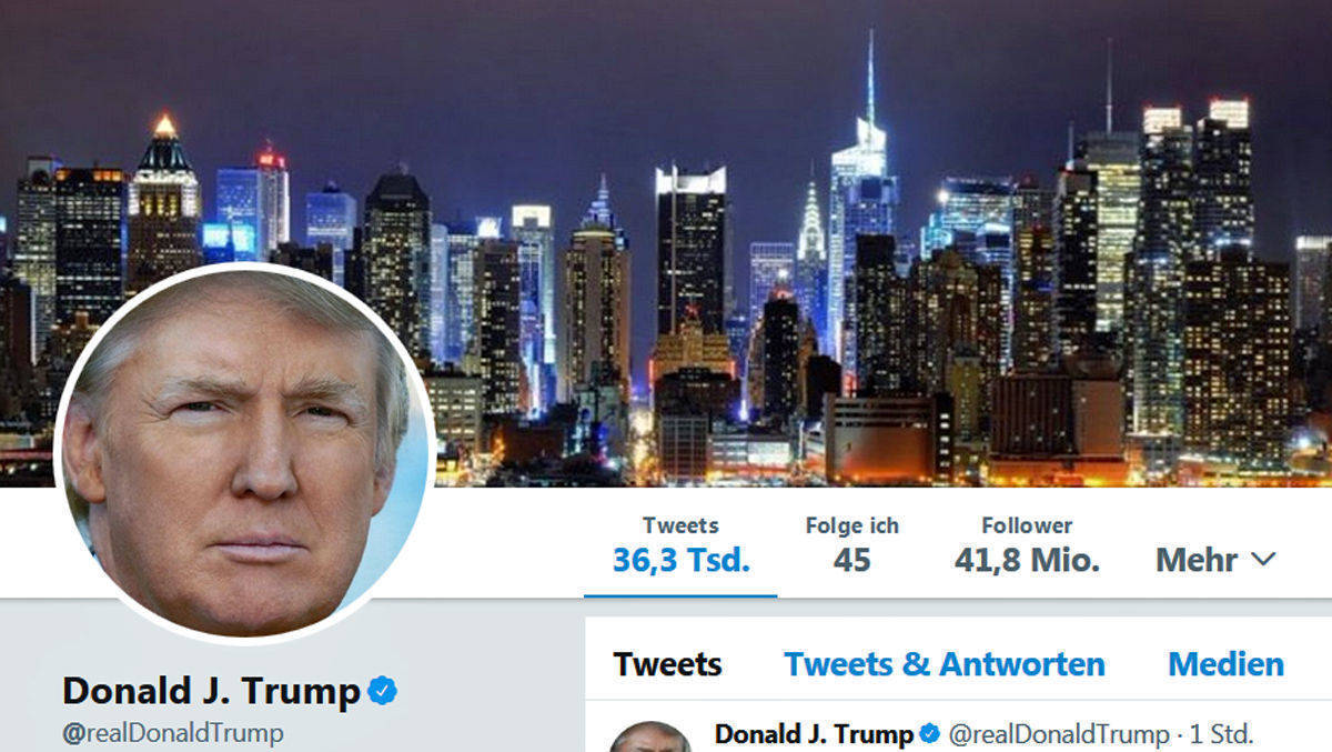 Donald Trump bevorzugt auf Twitter sein Privat-Konto @realDonaldTrump.