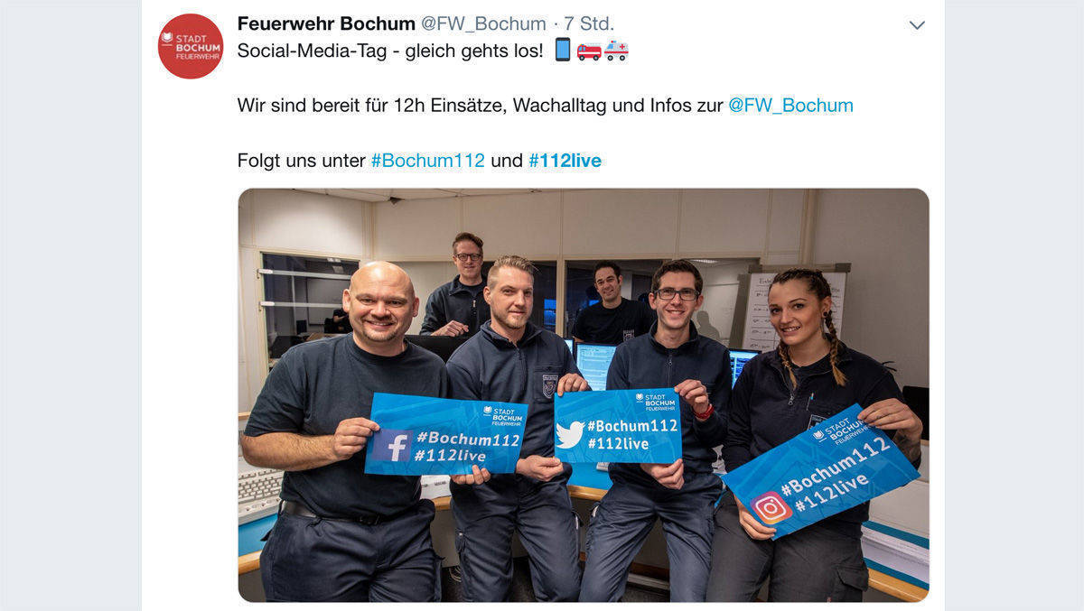 Gut auf den Twitter-Tag vorbereitet: Feuerwehr Bochum.