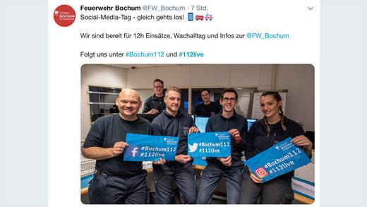 Gut auf den Twitter-Tag vorbereitet: Feuerwehr Bochum.