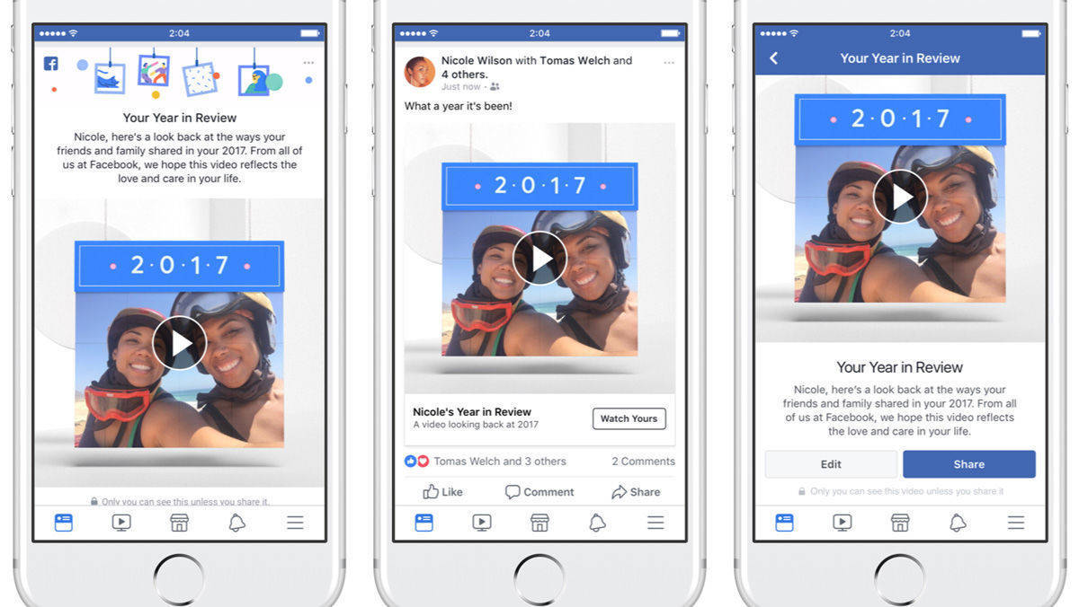 Den persönlichen Jahresrückblick als Video zum Teilen bietet Facebook an.