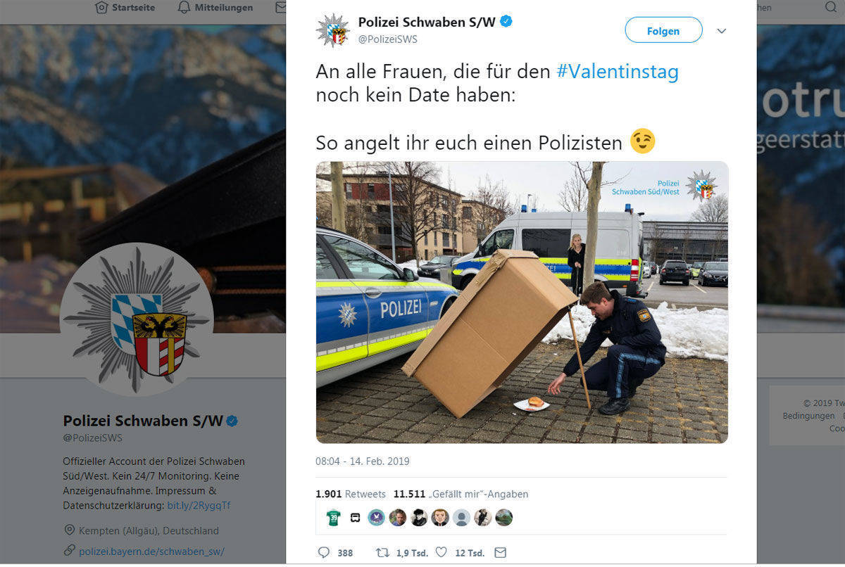 Die Polizei Schwaben zeigt: Es braucht nicht viel, um viral zu gehen. 