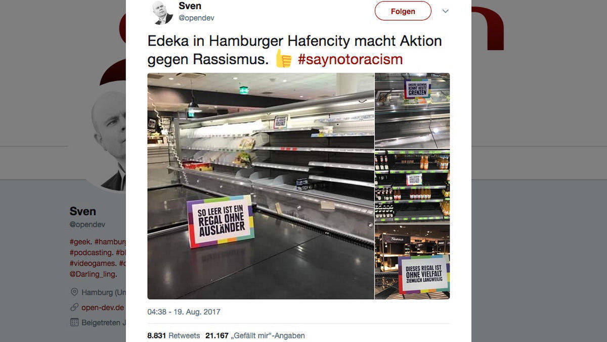 Ein selbsternannter Geek als starker Multiplikator für Edeka: So erreichte die Aktion des Lebensmittelhändlers gegen Rassismus enorme Reichweite.