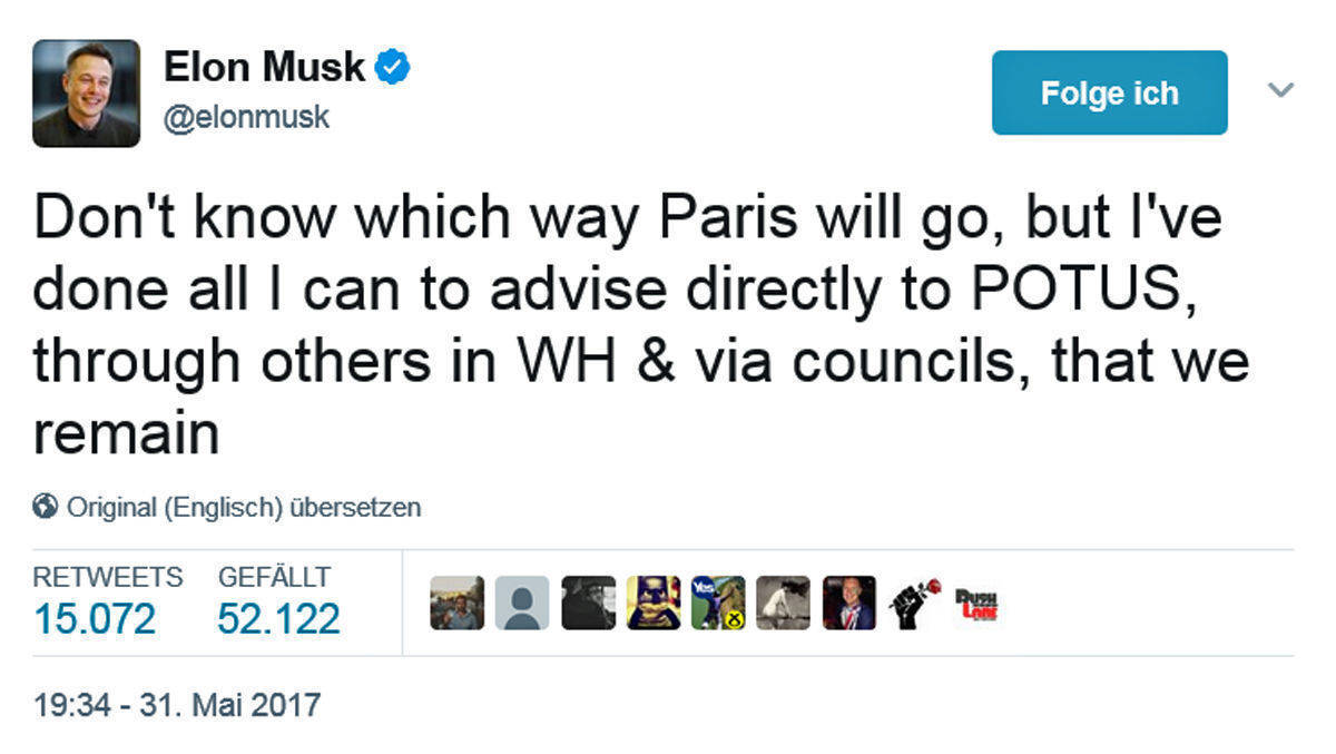 Elon Musk äußert seine Meinung auf Twitter.