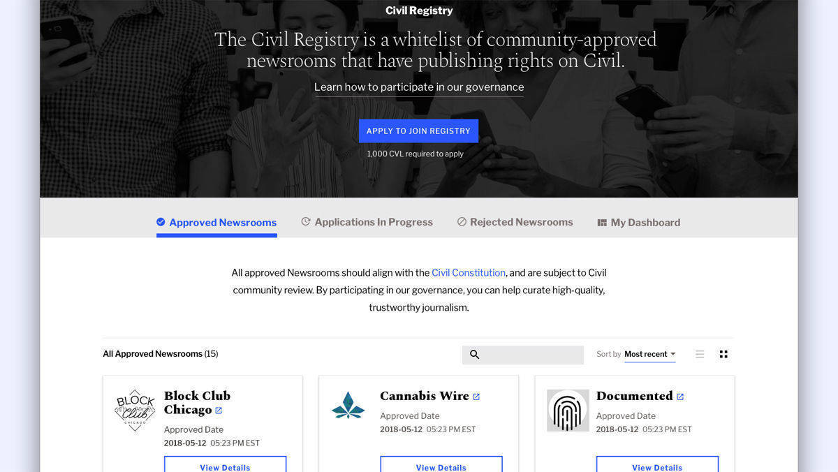 Civil-Register: Von der Community zusammengestellte Whitelist von Nachrichtenredaktionen.