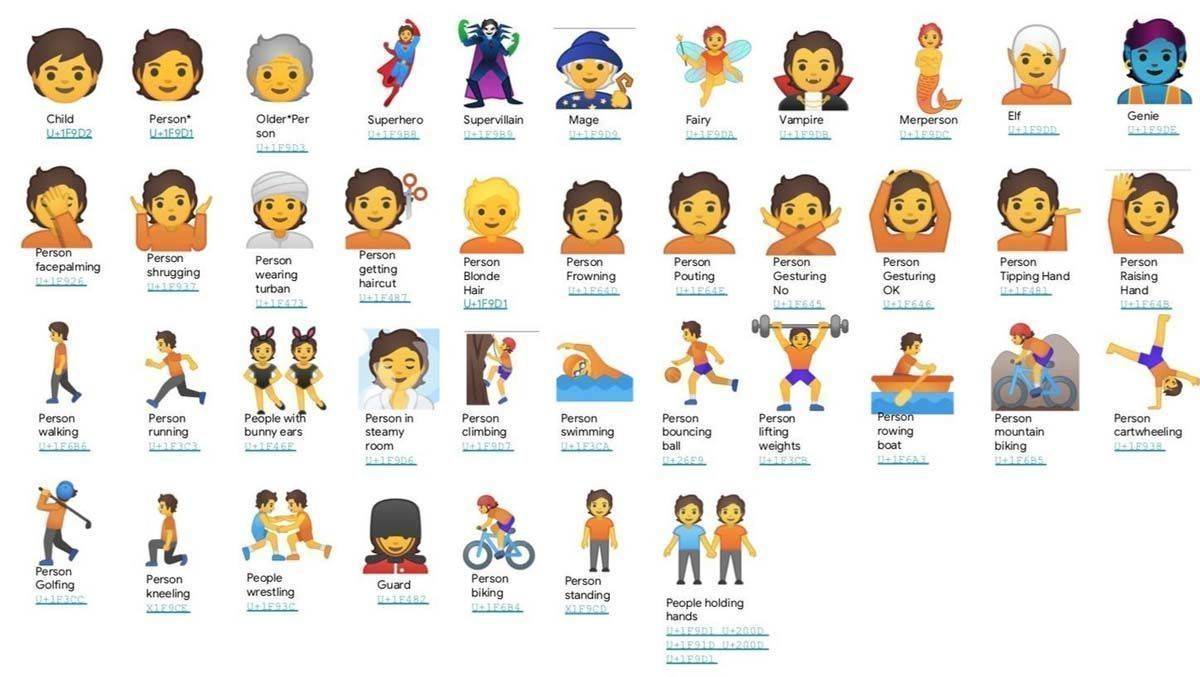 Einige der neuen Emojis von Google.