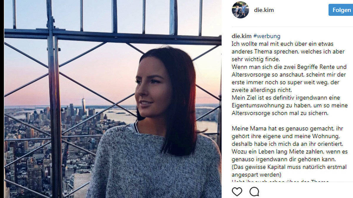 Die Deutsche Bank kommuniziert das Thema Altersvorsorge via Influencer. 