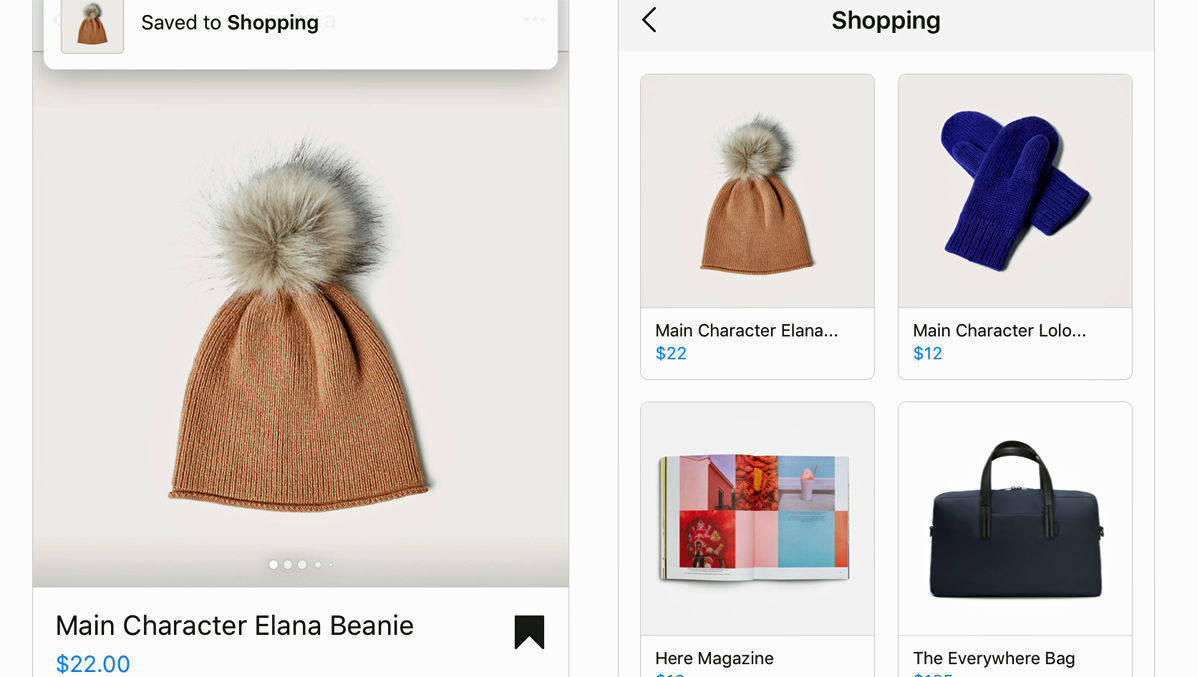 Instagram-Nutzer können Produkte in einer Sammlung speichern.