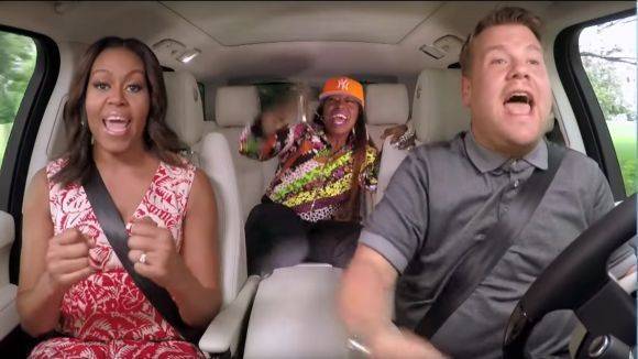 Michelle Obama arbeitet mit Moderator James Corden an einem Internethit.