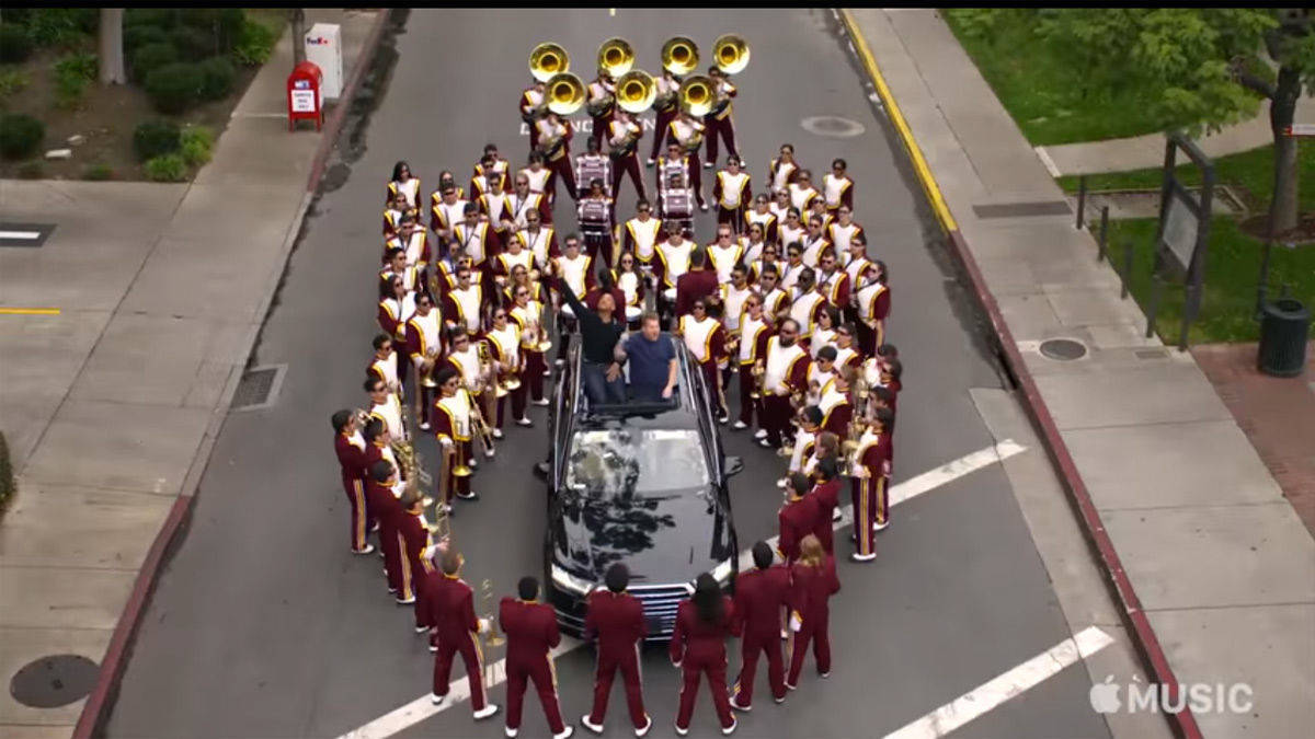 Will Smith, James Corden und die Bläser beim "Carpool Karaoke".