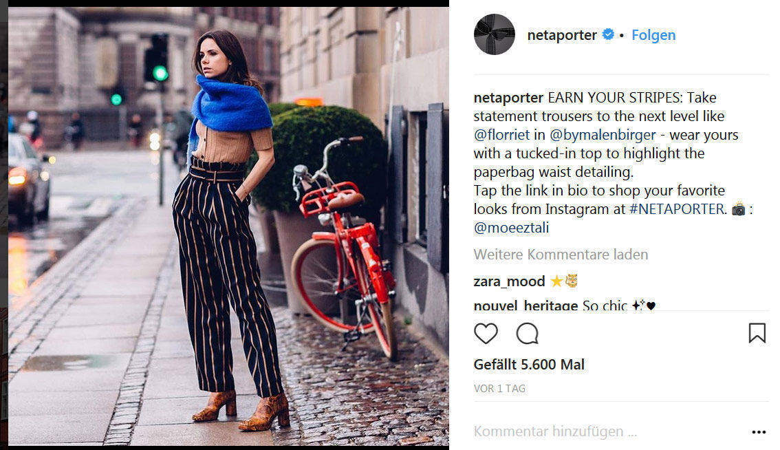 Natürlich ist Net-a-porter auch via Instagram auf Kundenfang.