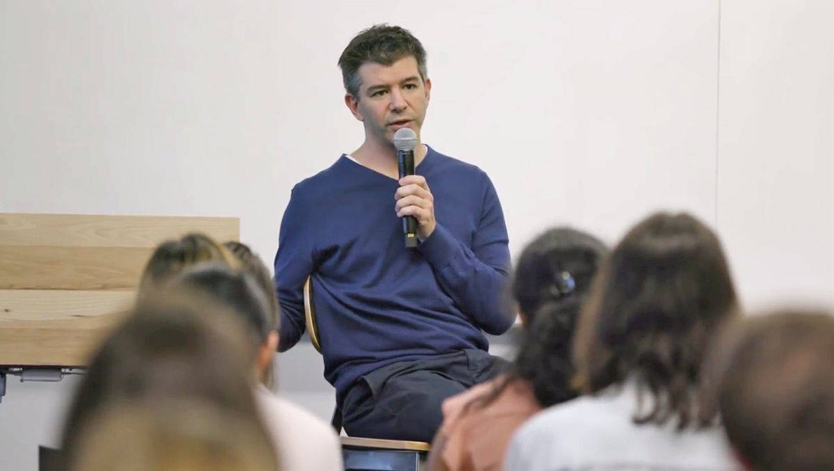 Uber-Chef Travis Kalanick bei einem Mitarbeiter-Q&A im Frühjahr 2017. 