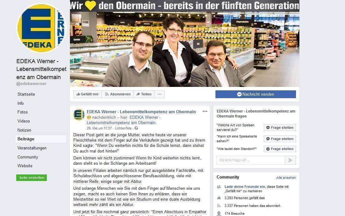 Der Post des Edeka-Filialchefs Christian Werner.