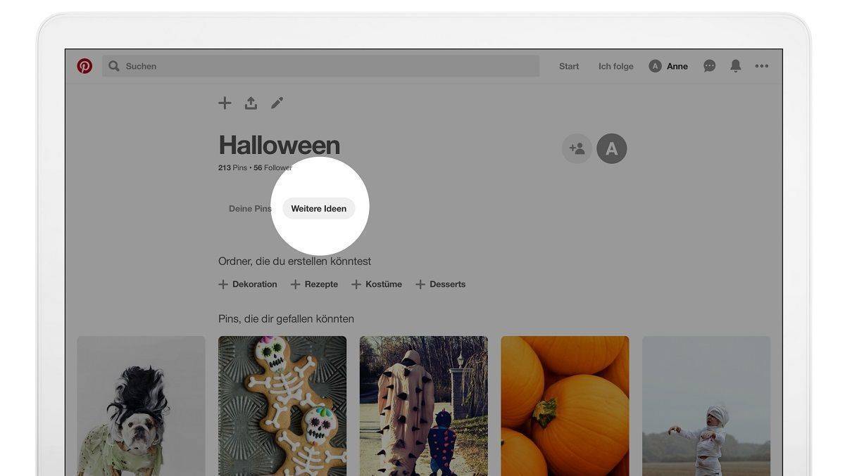 Hier finden Pinterest-Nutzer fortan die neue Funktion.