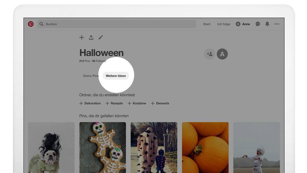 Hier finden Pinterest-Nutzer fortan die neue Funktion. 