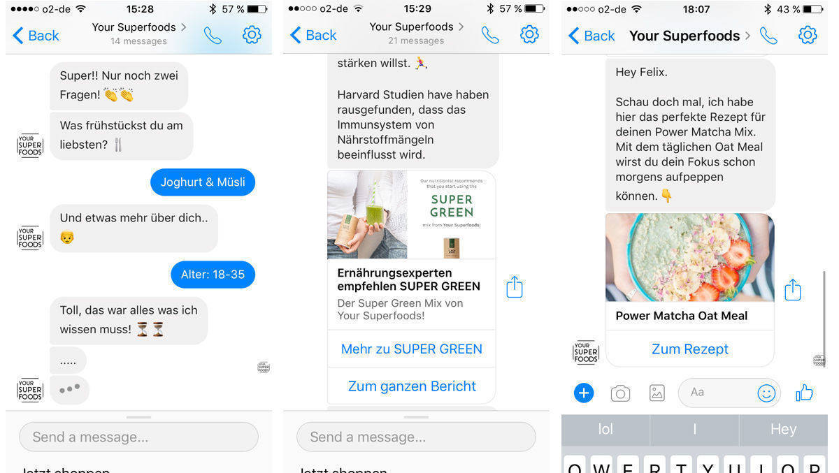 Your Superfoods nutzt den Chat im Facebook Messenger als Marketing- und Leadgenerierungskanal.