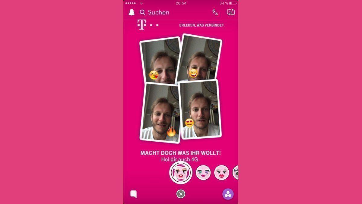 Die Telekom nutzt Snapchat Lenses. 