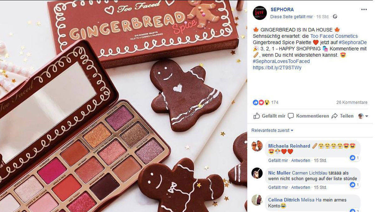 Bereit fürs Weihnachtsgeschäft: Online-Parfümerie Sephora wird als teuer kritisiert, bei diesem Post scheint das keine Rolle zu spielen.