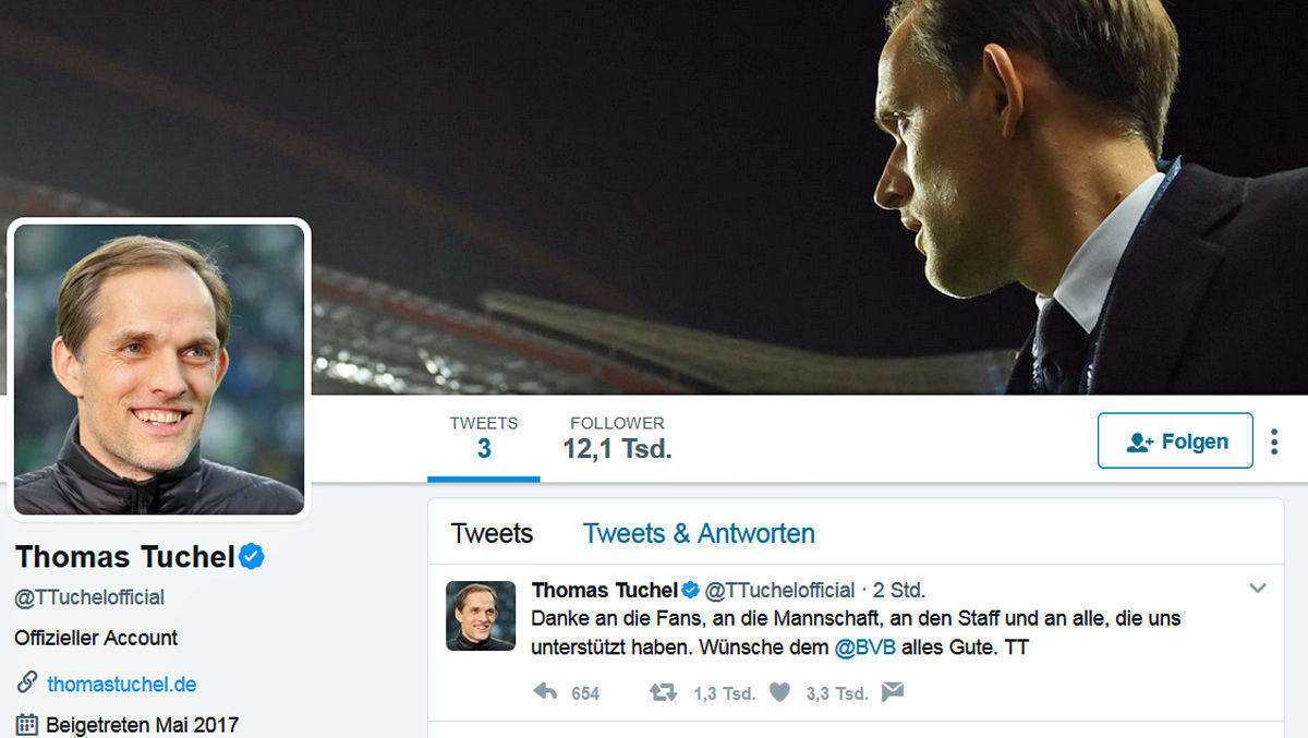 Thomas Tuchel twittert jetzt - das hat auch der BVB festgestellt.