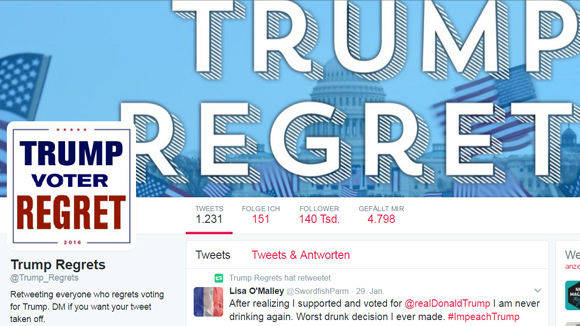 Trump-Gegner richten den Twitter-Account @Trump_Regrets ein.