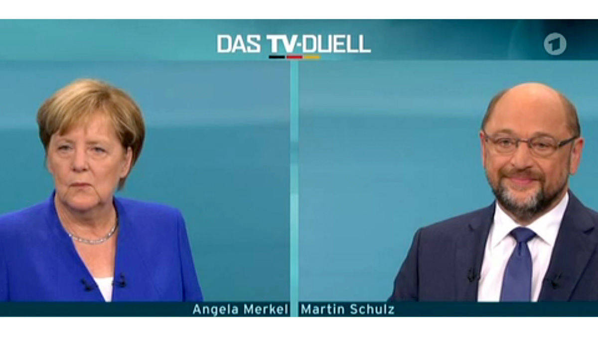 Angela Merkel und Martin Schulz während des TV-Duells.
