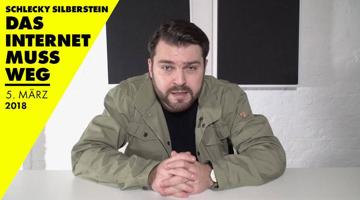 Blogger Christian Brandes alias Schlecky Silberstein setzt sich in "Das Internet muss weg" sehr intensiv mit den Mechanismen im Netz auseinander.