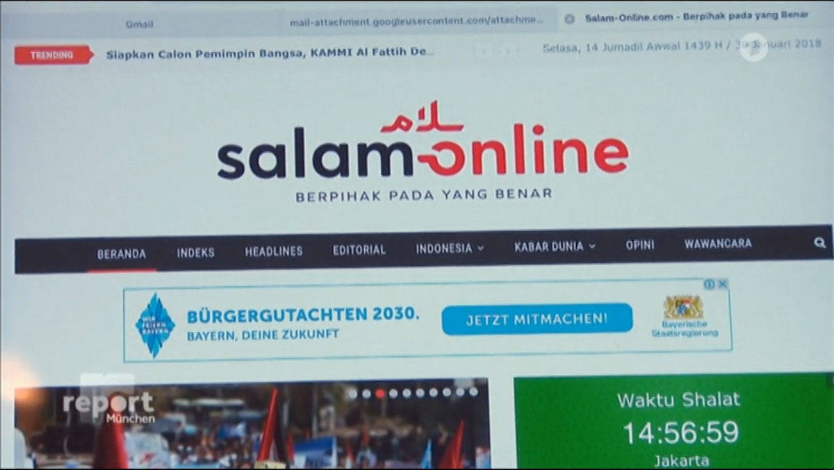Werbeanzeige der Bayerischen Staatsregierung auf der umstrittenen Nachrichtenseite.
