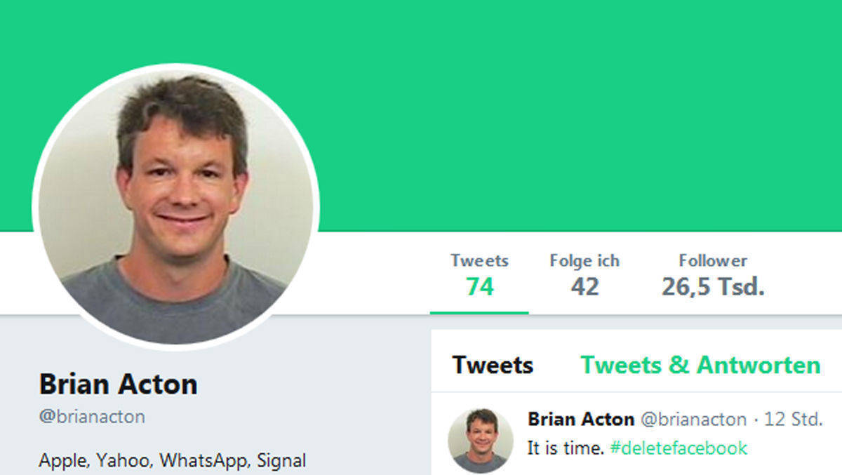 Brian Acton, einst selbst Mitglied des Vorstands, fordert via Twitter zum Löschen von Facebook-Profilen auf.