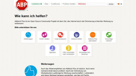 Nach eigenen Angaben wurde das Plugin Adblocker Plus bereits 300 Millionen Mal herunter geladen.