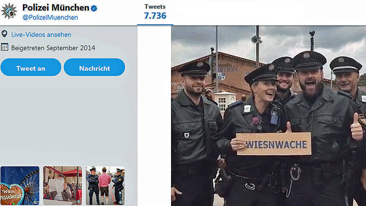 Z'ruck sans: Das Team der Wiesnwache ist für den Twitter-Einsatz auf dem Oktoberfest bereit.