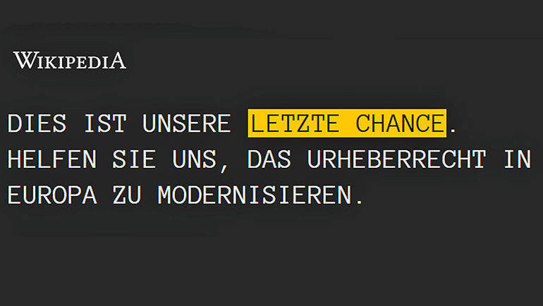 Aufruf statt Recherche: So empfängt Wikipedia.de am Donnerstag seine Besucher.