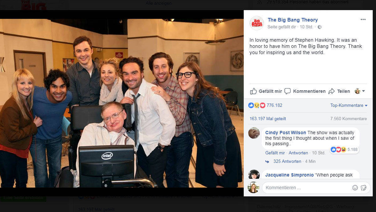 Mit diesem Facebook-Post verabschieden sich die Big-Bang-Theory-Hauptdarsteller. 