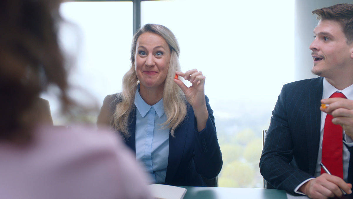 Lustige Meetings gibt es bei Haribo scheinbar vor allem in der Werbung. 