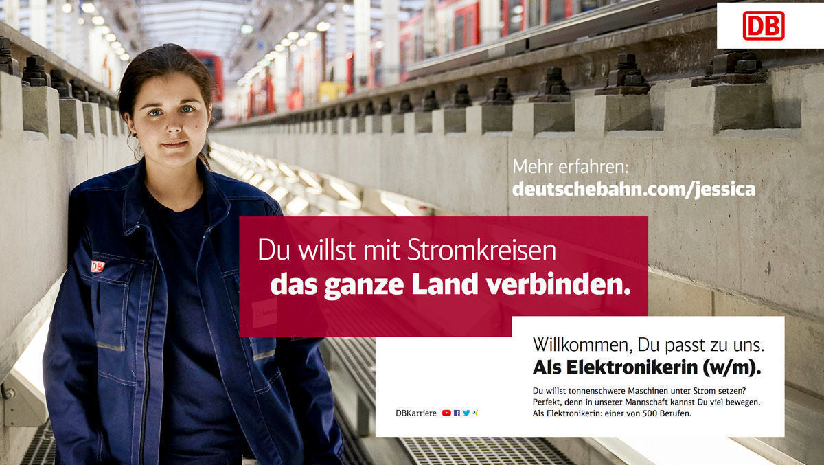 Mitarbeiter werben für die Deutsche Bahn W&V
